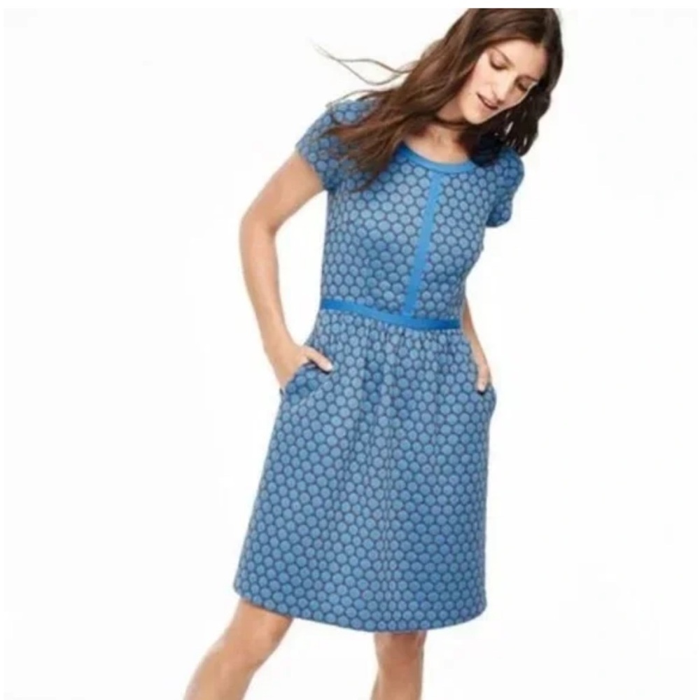 Boden Clementine Jacquard Blue Dress size 6L